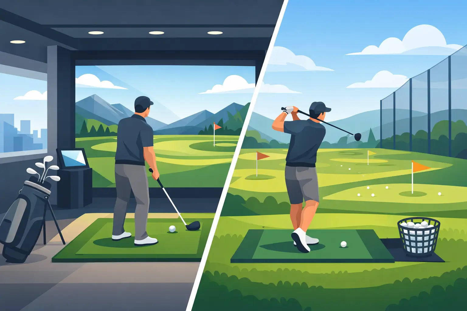 Indoor Simulator Versus Driving Range Compared