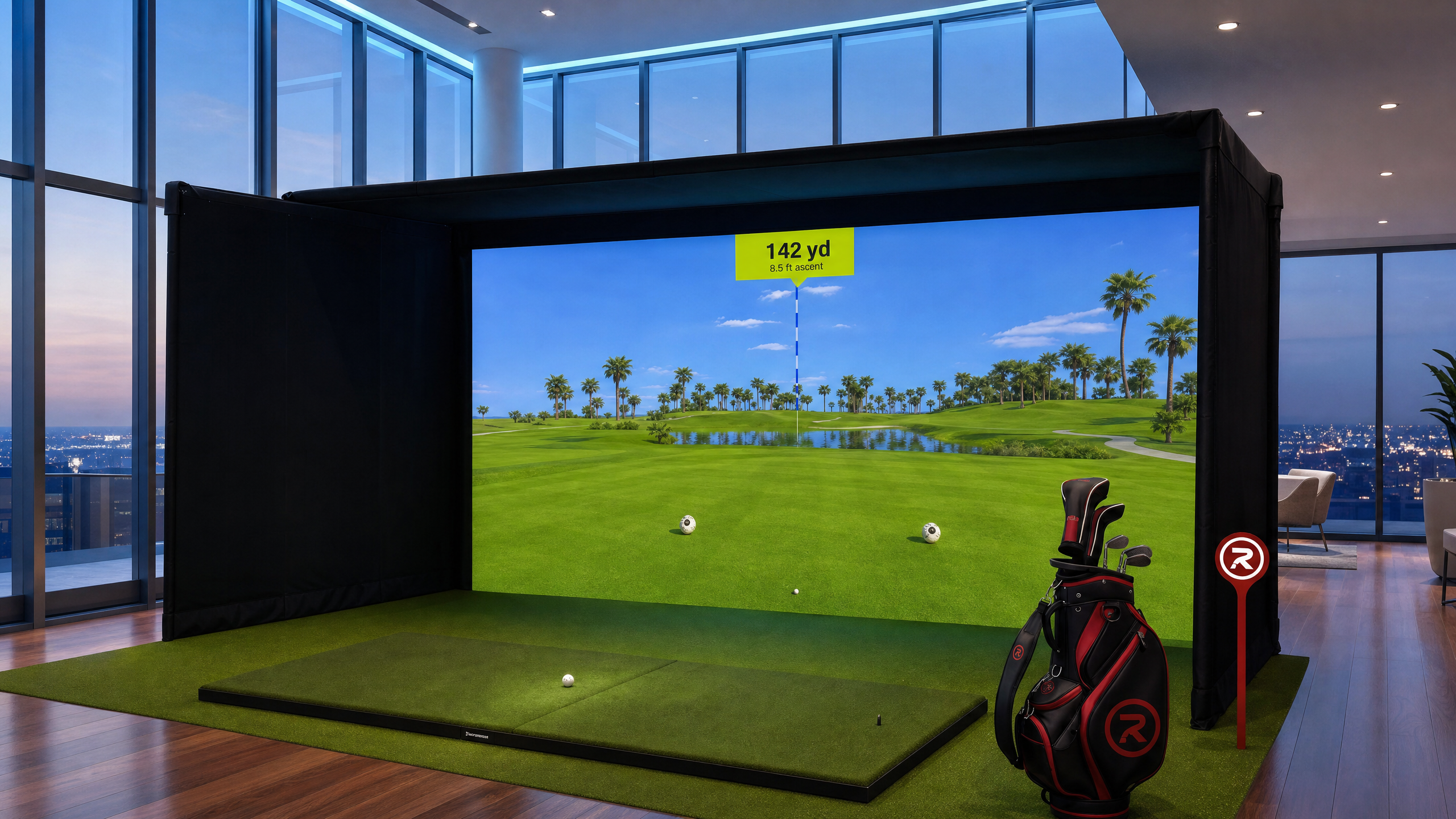 RSG Pro Studio Club Edition golf simulator with RSG Club Unlimited access and Nick Bradley swing analysis