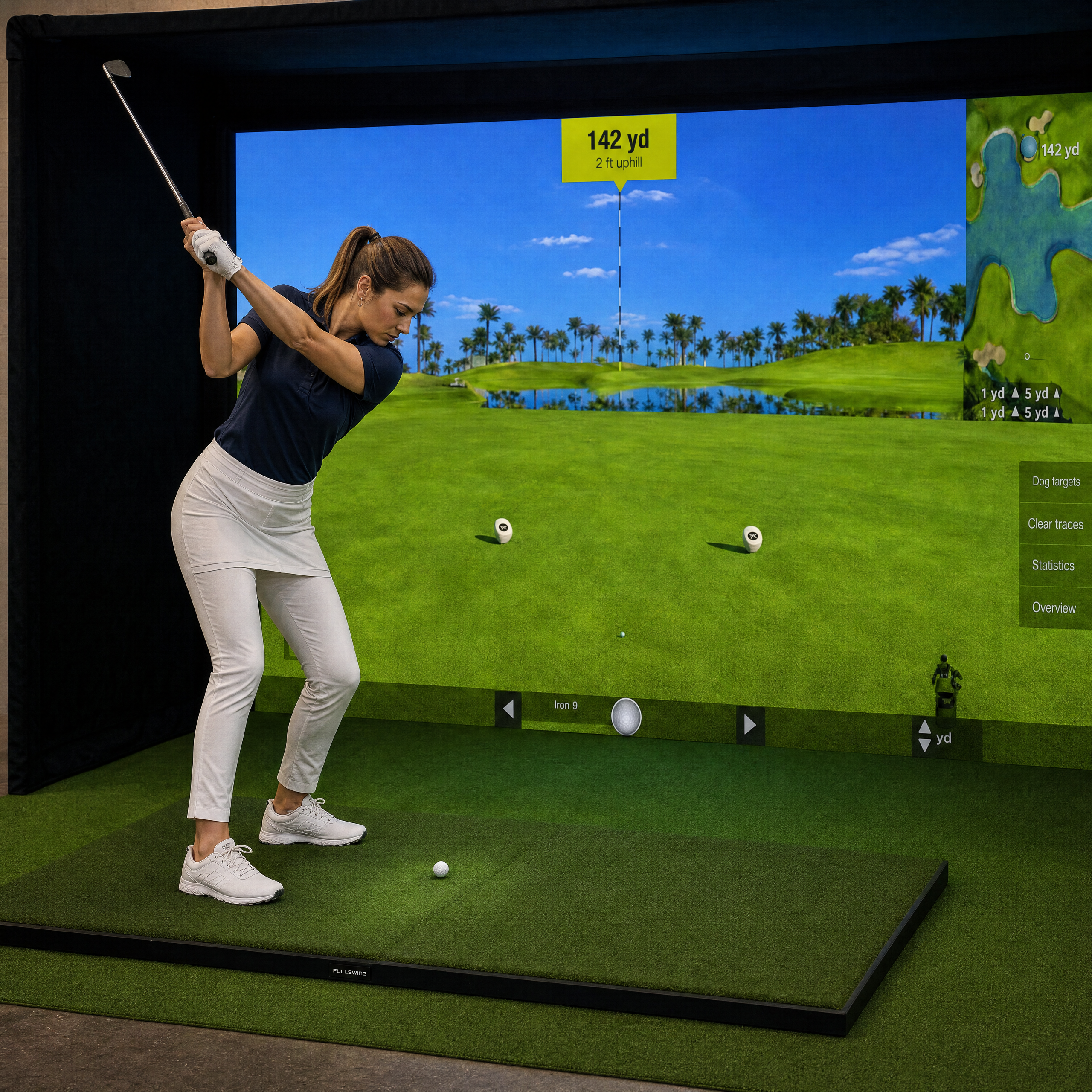 RSG Pro Studio Edition home golf simulator with dual-camera system, projector, enclosure, and premium components for immersive golf experience